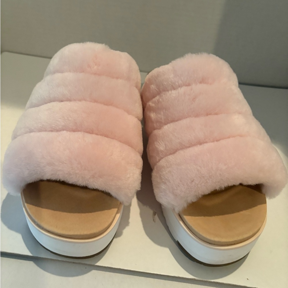UGG Pink Fluffy Slide Slippers